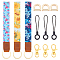 Printed Polyester Ribbon Wristlet Keychain, with Alloy Key Ring & Swivel Lobster Claw Clasps & D-Ring Shackles Clasps, Platic & Polyester Cell Phone Hang Strap Lanyard, Mixed Patterns