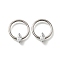 304 Stainless Steel Clear Cubic Zirconia Horse Eye Hoop Nose Rings, Platinum, 14.5x12.5x3.5mm, Inner Diameter: 9.7mm