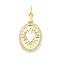 Brass Micro Pave Cubic Zirconia Enamel Pendants, Cadmium Free & Lead Free, Real 16K Gold Plated, Oval with Heart, White, 32.5x15.5x5mm, Hole: 5x2.3mm