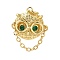 Brass Micro Pave Cubic Zirconia Pendants, Cadmium Free & Lead Free, with Jump Ring, Owl, Golden, 20x15.5x10.5mm, Hole: 3mm