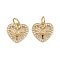 Brass Micro Pave Clear Cubic Zirconia Charms, Heart, with Jump Ring, Real 16K Gold Plated, 12.5x13x2mm, Hole: 3.4mm