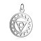 Non-Tarnish 201 Stainless Steel Pendants, Chakra, Visuddha, Flat Round with Triangle, Stainless Steel Color, 22.5x19x1mm, Hole: 3mm