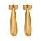 Ion Plating(IP) 304 Stainless Steel Teardrop Stud Earrings for Women, Real 18K Gold Plated, 23.5x5.5mm