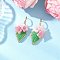 Handmade Glass Seed Beaded Flower Leverback Earrings, with Acrylic & 304 Stainless Steel, Golden, Light Coral, 40~41x20mm