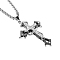 Stainless Steel Box Chains Necklaces, with Alloy Rhinestone Pendants, Cross, Black, 23.62 inch(60cm)
