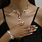 Brass Rhinestones Necklaces & Earring & Bracelets Sets for Women, Ruby, 11.81 inch(300mm)
