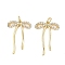 Brass Micro Pave Cubic Zirconia Pendants, with Jump Ring, Bowknot Charms, Rack Plating, Long-Lasting Plated, Lead Free & Cadmium Free, Real 18K Gold Plated, 27.5x19.5x3mm, Hole: 3mm