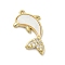 Natural White Shell Pendants, Brass Crystal Rhinestone Charms, Golden, Dolphin, 16x17.5x3mm, Hole: 1mm