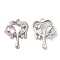 Alloy Pendant, with Glass, Platinum, Lead Free & Cadmium Free, Melting Heart Charm, Misty Rose, 23.5x18x4mm, Hole: 1.8mm