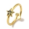Rack Plating Brass Micro Pave Cubic Zirconia Cuff Rings, Long-Lasting Plated, Lead Free & Cadmium Free, Mixed Color, Adjustable