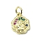 Brass Micro Pave Colorful Cubic Zirconia Pendants, Cadmium Free & Nickel Free & Lead Free, with Jump Ring, Flower Charms, Real 18K Gold Plated, 12x9.5x2mm, Hole: 3mm
