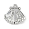 Brass Micro Pave Cubic Zirconia Charms, Cadmium Free & Nickel Free & Lead Free, Shell Shape, Platinum, 12.5x11.5x4mm, Hole: 1mm