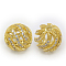Brass Cubic Zirconia Beads, Round, Golden, 12mm, Hole: 1mm