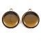 Glass Pendants, with Alloy Open Back Settings, Flat Round, Cadmium Free & Lead Free, Dark Goldenrod, Dark Goldenrod, 32x28x8.5mm, Hole: 2mm