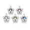 Tibetan Style Alloy Charms, with Rhinestone, Flower, Antique Silver, Mixed Color, 14.5x12x4.5mm, Hole: 1.5mm