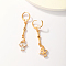 Fashionable Classic Teardrop Tassel Brass Hoop Earrings, with Clear Cubic Zirconia, Real 18K Gold Plated, 50x11mm