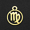 201 Stainless Steel Charms, Flat Round with Constellation, Golden, Virgo, 13.4x10.8x1mm, Hole: 1.5mm