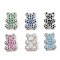 Brass Micro Pave Cubic Zirconia Slide Charms, Long-Lasting Plated, Bear, Platinum, 15x11x7mm, Hole: 1x10mm and 3x1.5mm