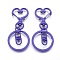 Iron Heart Split Key Rings, Keychain Clasp Findings, Lead Free & Nickel Free, Mauve, 68x30x6mm