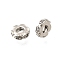 Brass Micro Pave Clear Cubic Zirconia Beads, Rack Plating, Long-Lasting Plated, Lead Free & Cadmium Free, Flat Round, Platinum, 7.5x2.5mm, Hole: 2.5mm