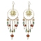 Golden 304 Stainless Steel Sun Chandelier Earrings, Lampwork Mushroom & Glass Nuggets Drop Earrings, Coconut Brown, 116~120x37~40mm