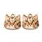 Alloy Enamel Pendants, Cadmium Free & Nickel Free & Lead Free, Golden, Cat Head Charm, Peru, 17x17x2mm, Hole: 2mm