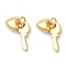 Eco-Friendly Brass Pendants, with Jump Ring, Lead Free & Cadmium Free, Key & Heart Charm, Real 18K Gold Plated, 16x6.5x1.5mm, Hole: 3mm