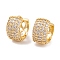 Rack Plating Brass Cubic Zirconia Earrings, Cadmium Free & Lead Free, Long-Lasting Plated, Chunky CZ Shape, Hoop Earrings, Real 18K Gold Plated, 14x8.5mm
