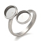 304 Stainless Steel Cuff Rings Components, Pad Ring Setting, Flat Round, Stainless Steel Color, Inner Diameter: 18mm, Tray: 8mm