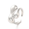 Brass Open Cuff Rings, Teardrop, Cadmium Free & Lead Free, Platinum, Inner Diameter: 18mm