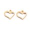 304 Stainless Steel Charms, Laser Cut, Heart, Golden, 10x10x1mm, Hole: 1.2mm