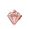 Brass Bead Cage Pendants, for Chime Ball Pendant Necklaces Making, Hollow Diamond Charm, Rose Gold, 39x30mm