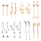8 Pairs 8 Style Crystal Rhinestone & Clear Cubic Zirconia Butterfly Dangle Earrings Set, Alloy Chain Tassel Earrings for Women, Mixed Color, 49~125mm, Pin: 0.6~0.7mm, 1 Pair/style