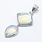 Opalite Big Pendants, with Brass Findings, Dyed, Platinum, Teardrop & Rhombus, 53x25x7mm, Hole: 6x9.5mm