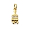 Brass Micro Pave Cubic Zirconia Charms, Brush, Rack Plating, Cadmium Free & Lead Free, Long-Lasting Plated, with Jump Ring, Real 18K Gold Plated, 14x6x2mm, Hole: 3mm