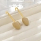 Brass Heart Dangle Stud Earrings, with Enamel for Women, Golden, Light Khaki, 35x15.5mm