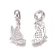 Brass Micro Pave Clear Cubic Zirconia European Dangle Charms, Large Hole Pendants, Butterfly, Platinum, 25mm, Hole: 5mm, Butterfly: 17x12x2mm