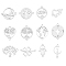 12Pcs 12 Styles 201 Stainless Steel Connector Charms, Heart & Flat Round with Tree & Compass, Mixed Shapes, Stainless Steel Color, 12~23x12.5~20x1mm, Hole: 1.2~1.5mm, 1pc/style