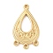 304 Stainless Steel Chandelier Component Links, Teardrop, Real 18K Gold Plated, 27x15.5x2.5mm, Hole: 1.4mm