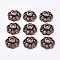 Tibetan Style Bead Caps, Zinc Alloy, Lead Free, Cadmium Free and Nickel Free, Flower, Red Copper Color, 9mm in diameter, 4mm thick, hole: 1mm