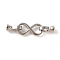 Brass Fold Over Clasps, Cadmium Free & Nickel Free & Lead Free, Infinity, Platinum, 38mm, Hole: 3.5mm