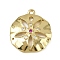 Brass Micro Pave Cubic Zirconia Pendants, Sand Dollar Charm, Round with Flower, Long-Lasting Plated, Cadmium Free & Lead Free, Rack Plating, Real 18K Gold Plated, 20x18x3mm, Hole: 1.5mm