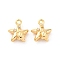 Brass Rhinestone Pendants, Cadmium Free & Nickel Free & Lead Free, Starfish with Shell Charms, Real 18K Gold Plated, 10.5x8.5x4mm, Hole: 1.2mm