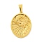 Ion Plating(IP) 304 Stainless Steel Pendants, Oval with Saint Charm, Golden, 35.5x26x4mm, Hole: 9.5x5mm