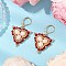 Glass Seed Beads Dangle Earrings, with 304 Stainless Steel Leverback Earring Findings, Triangle, Golden, Red, 40x27mm