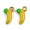 Fruit 304 Stainless Steel Charms, with Enamel, Ion Plating(IP), Real 18K Gold Plated, Banana, 11x8x3mm, Hole: 1.5mm