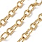 304 Stainless Steel Cable Chains, Unwelded, with Spool, Ion Plating(IP), Oval, Real 18K Gold Plated, 11x7.5x1.6mm and 8.5x6.5x1.6mm, about 32.81 Feet(10m)/Roll