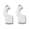 Brass Pendants, Long-Lasting Plated, Adinkra Symbols AKOBEN, Platinum, 19x8.5x1mm, Hole: 1.5mm