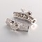 Brass Micro Pave Cubic Zirconia Curved Tube Beads, Curved Tube Noodle Beads, with Fish, Clear, Platinum, 28x10x9mm, Hole: 4mm