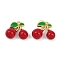 Brass Enamel Charms, Food Charms, Cadmium Free & Lead Free, Real 18K Gold Plated, Cherry, 12.5x14x6.5mm, Hole: 1.2mm